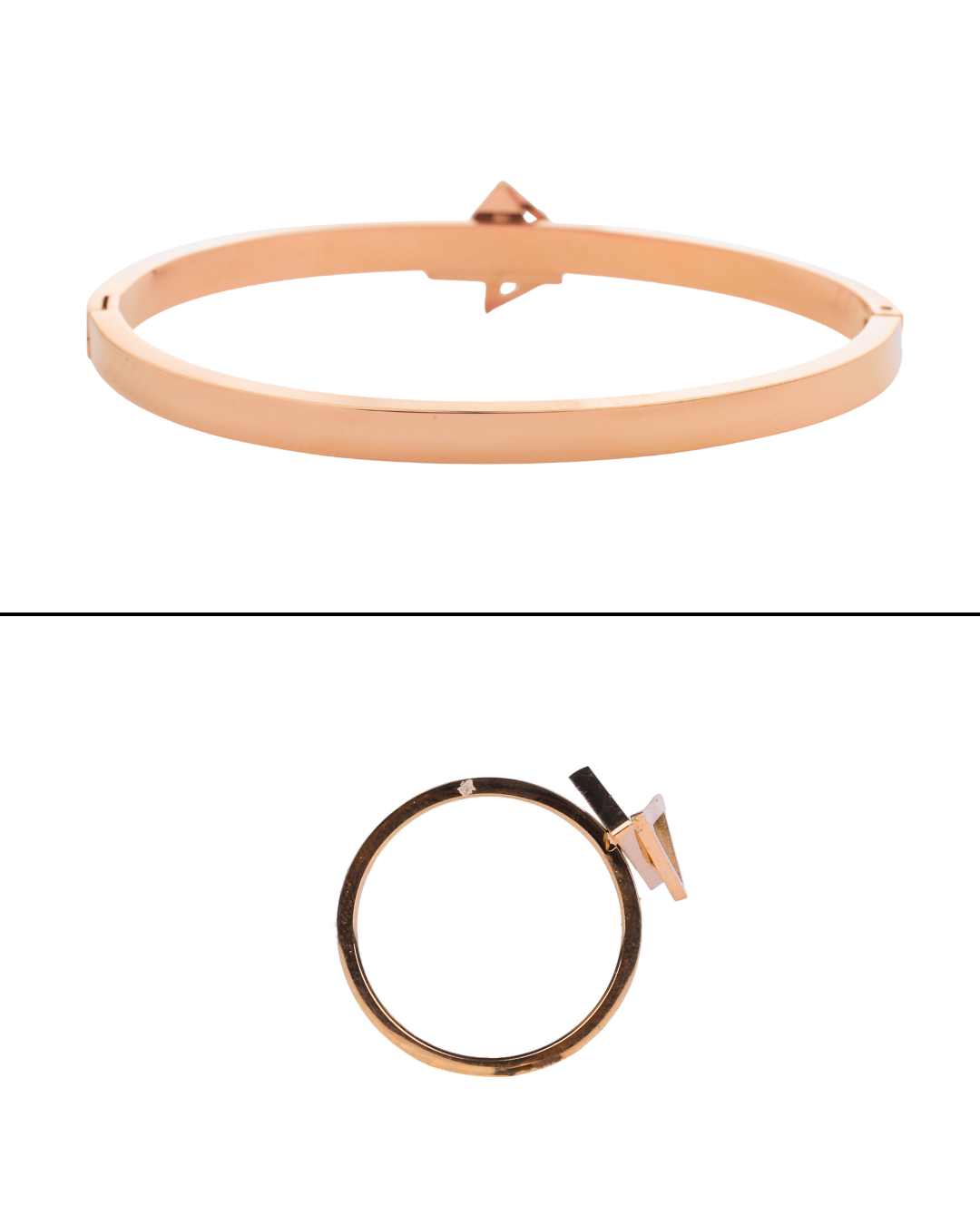 Upper View of Eclipse Triangle Kada & Ring Set