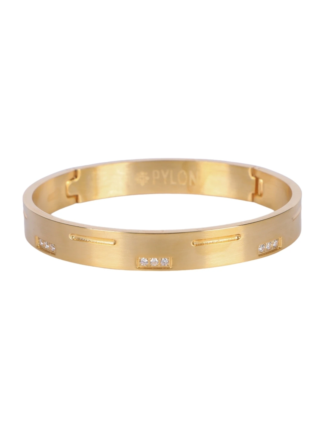Bottom View of Diamond Dash Cuff in Gold
