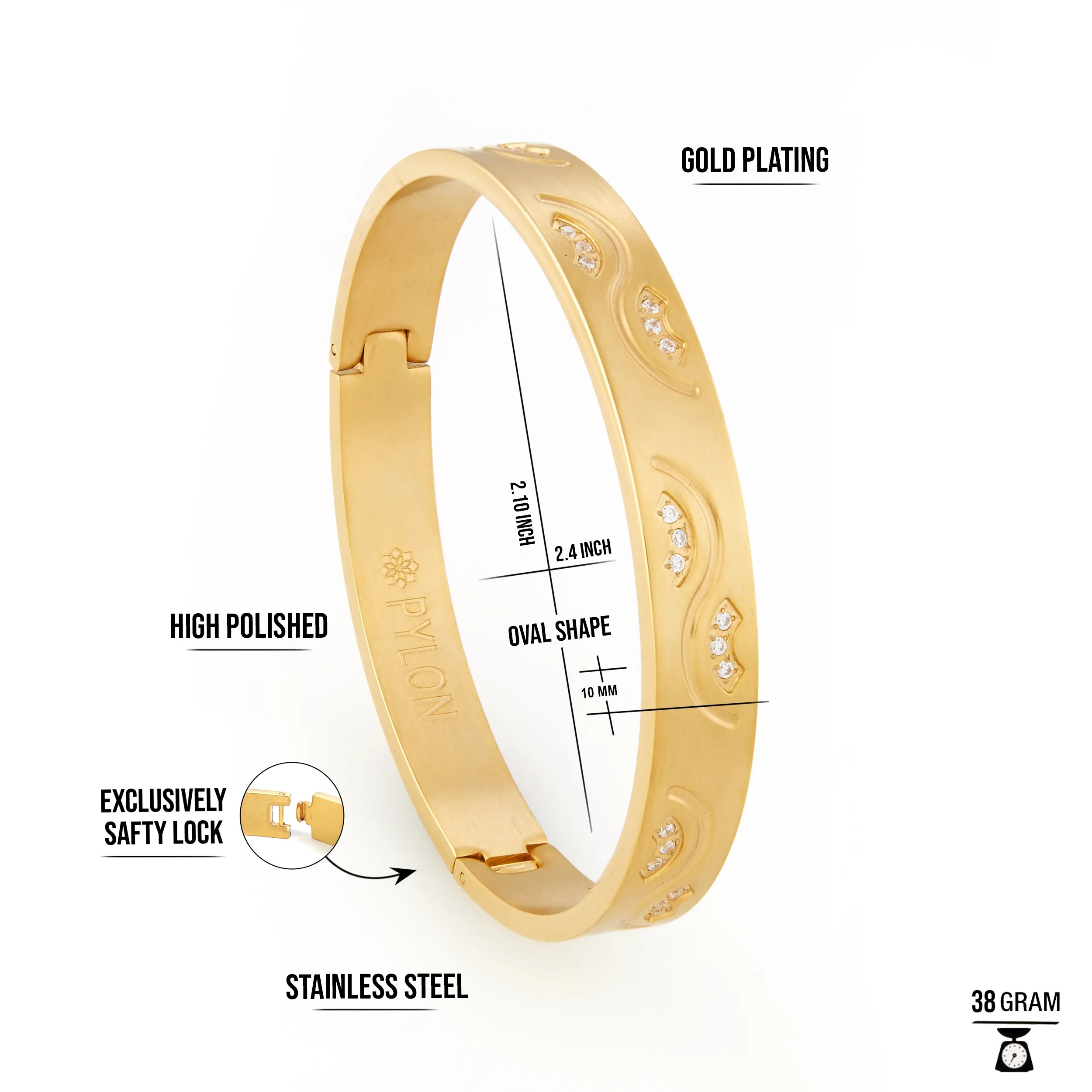 Back Image of Gold Urbane Cuff Kada
