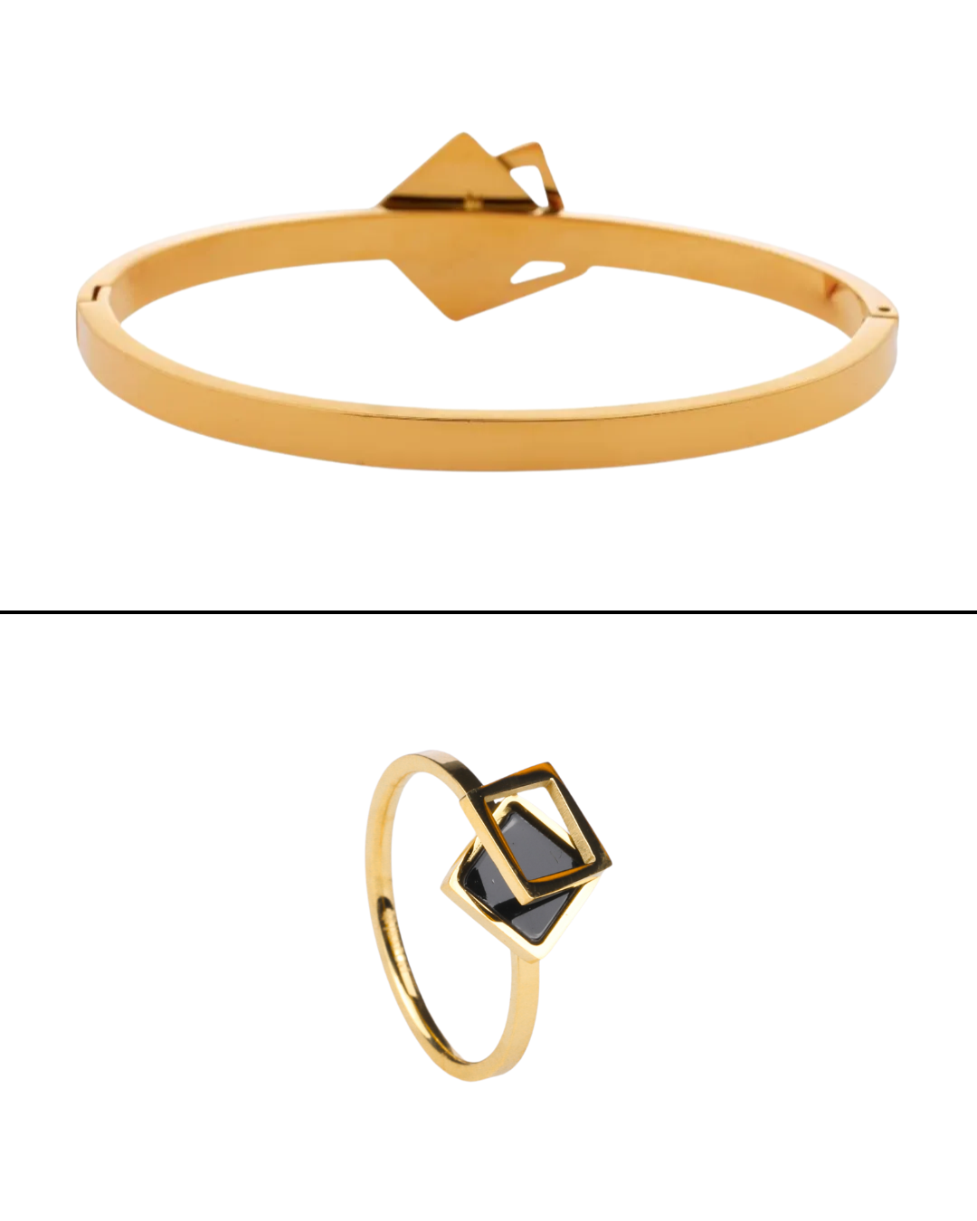 Upper View of Golden Aura Kada & Ring Set