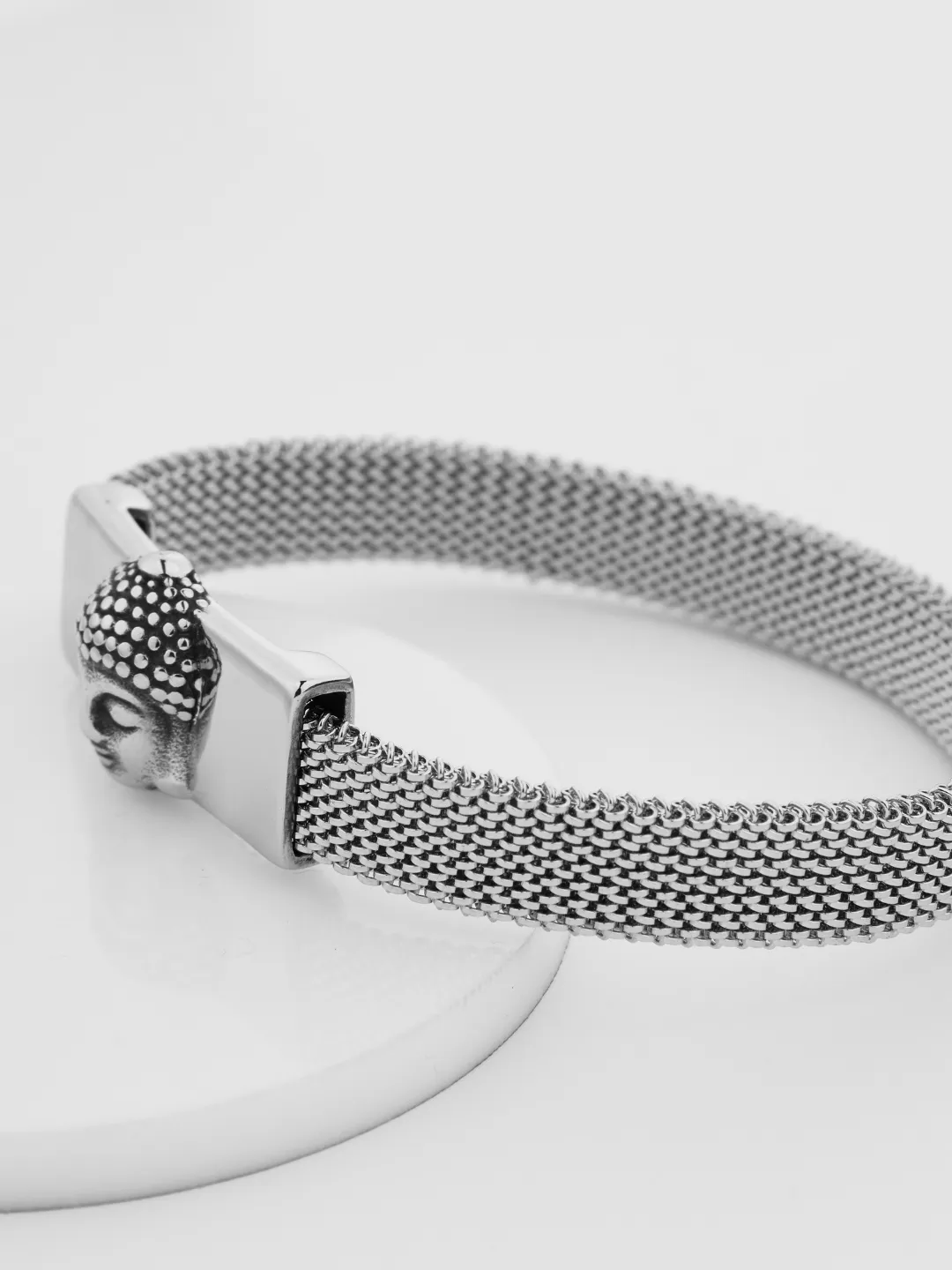 Upper View of Serenity Cuff in steel