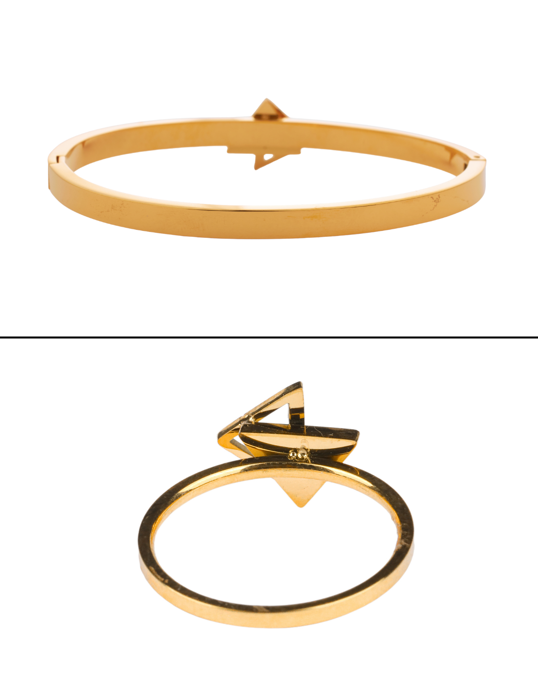 Upper View of Golden Prism Kada & Ring Set