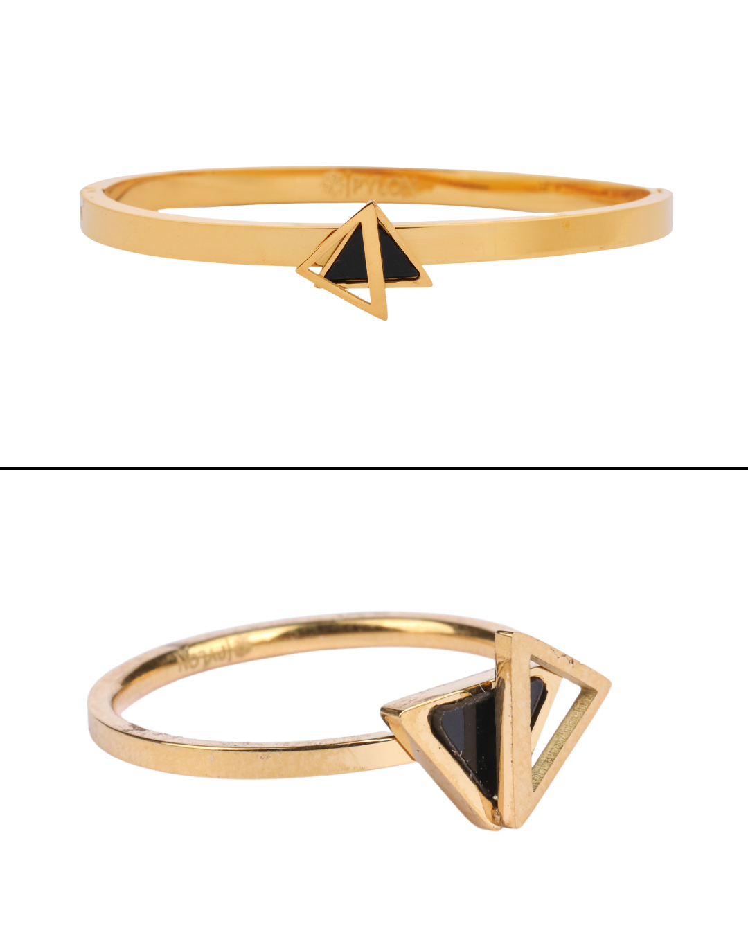 Back Image of Golden Prism Kada & Ring Set