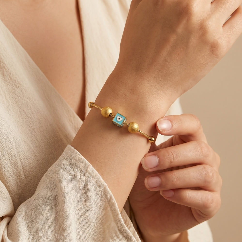 Clover Charm & Evil Eye 3-Piece Bracelet Set