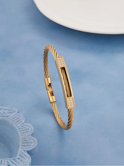 Elegant Gold Braided Bracelet with Crystal Accents