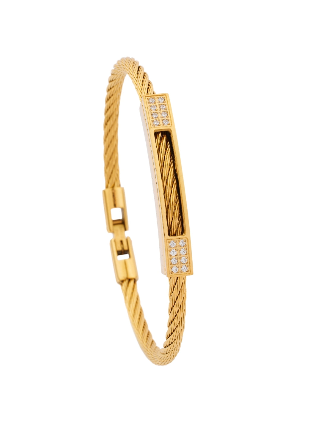 Elegant Gold Braided Bracelet with Crystal Accents