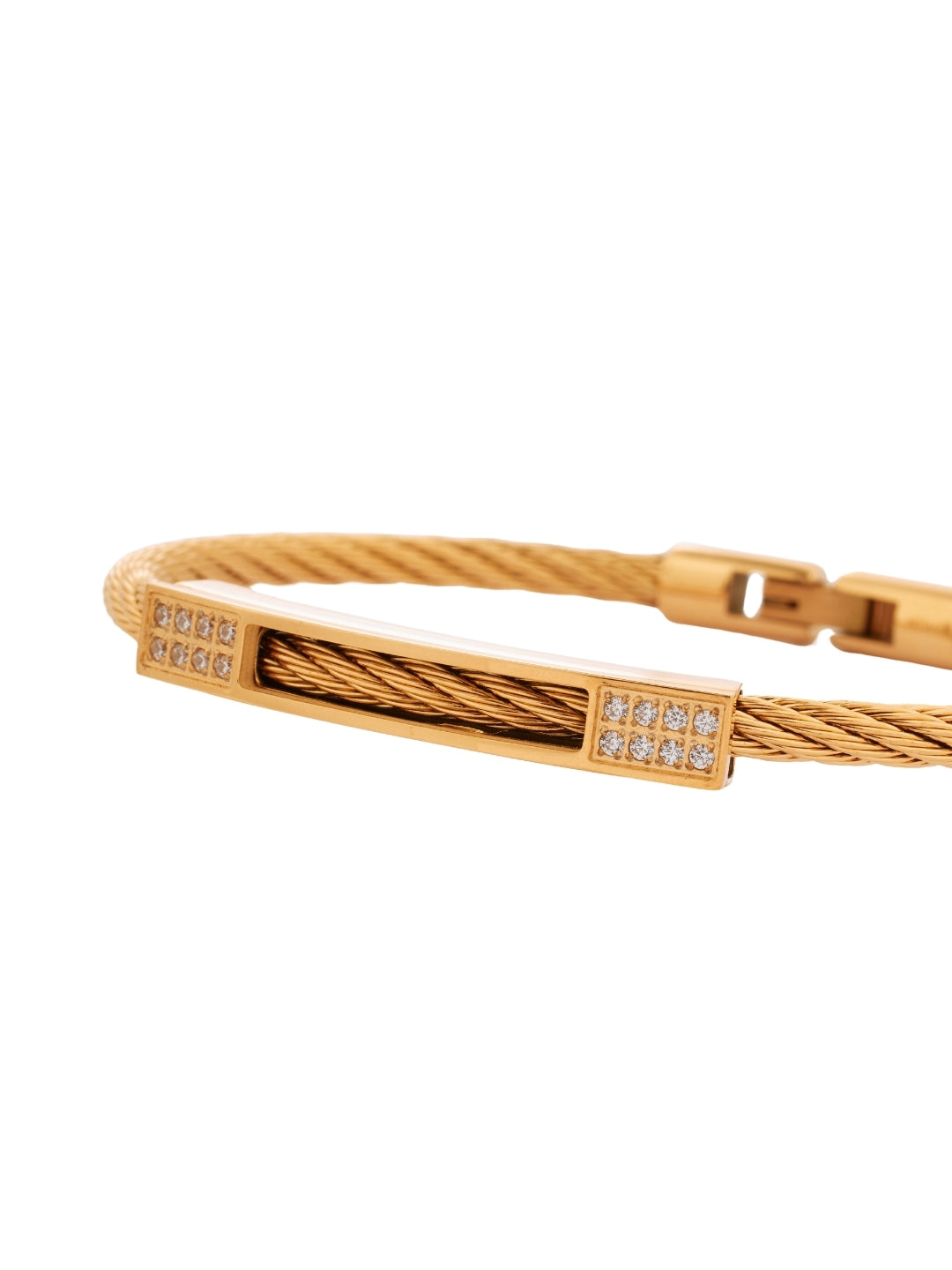 Elegant Gold Braided Bracelet with Crystal Accents