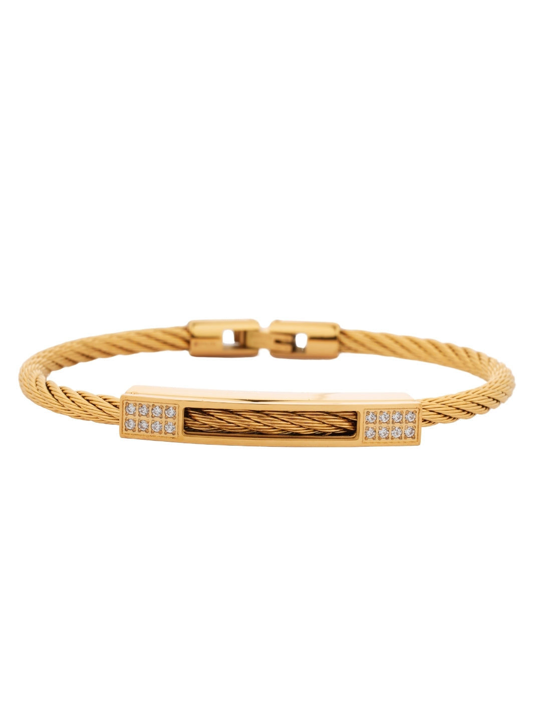 Elegant Gold Braided Bracelet with Crystal Accents