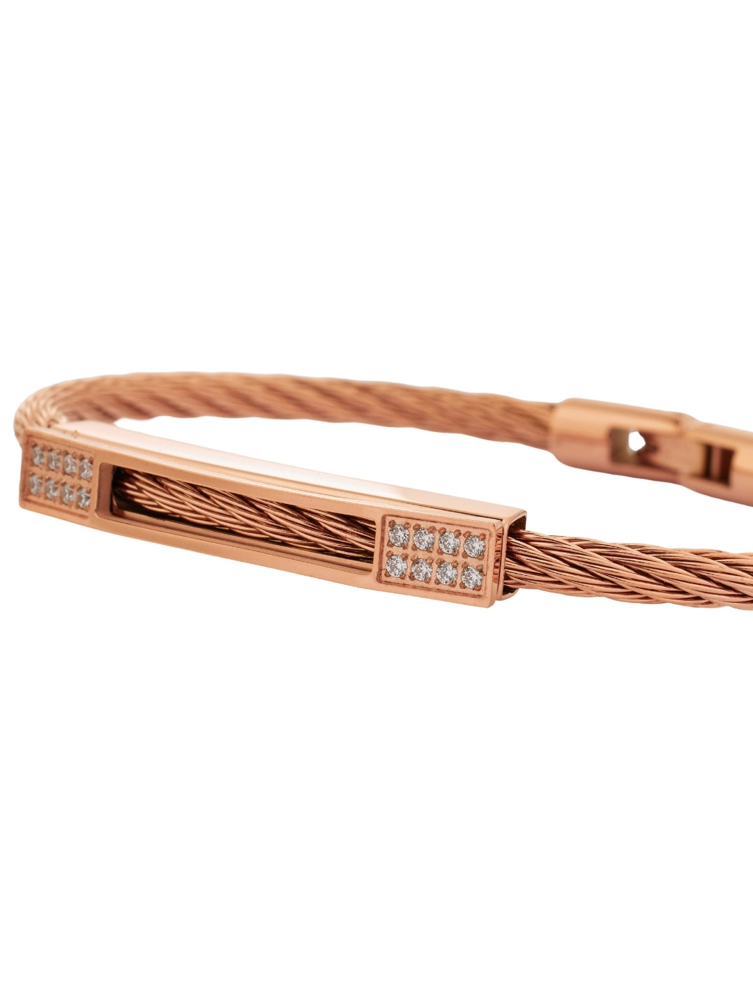 Elegant Rose Gold Braided Bracelet with Crystal Accents