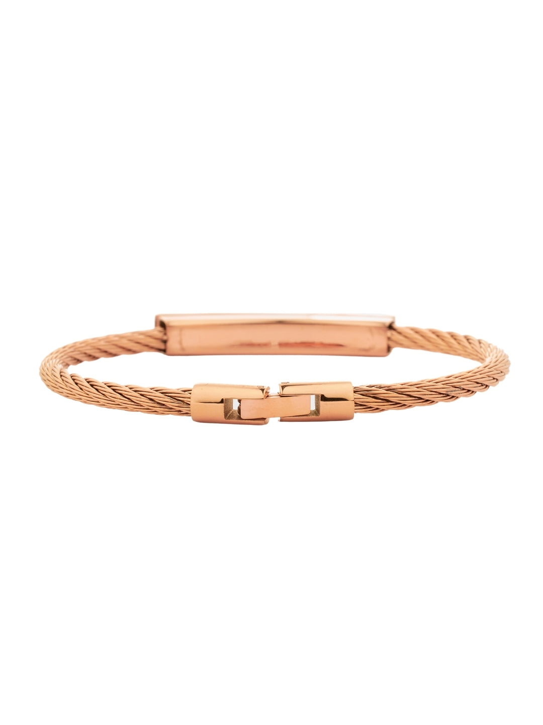 Elegant Rose Gold Braided Bracelet with Crystal Accents
